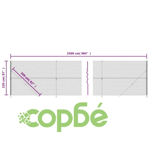 Плетена оградна мрежа с фланец, сребриста, 2,2x25 м ➤ топ цена ➤ sorbe.bg