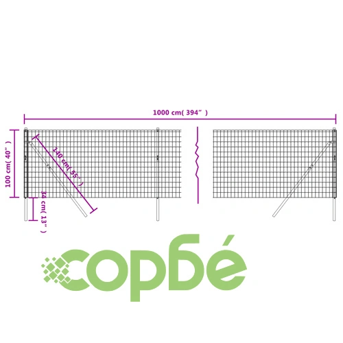 Ограда от телена мрежа зелена 1x10 м поцинкована стомана ➤ топ цена ➤ sorbe.bg