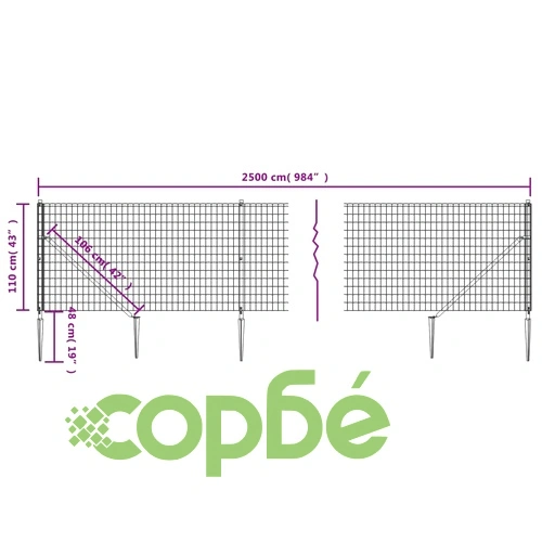 Плетена оградна мрежа с шипове, зелена, 1,1x25 м ➤ топ цена ➤ sorbe.bg