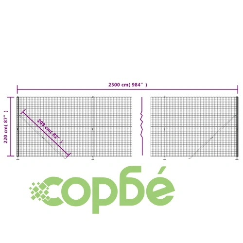 Ограда от телена мрежа с фланец, антрацит, 2,2x25 м ➤ топ цена ➤ sorbe.bg