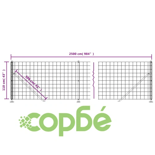 Плетена оградна мрежа с фланец, антрацит, 1,1x25 м ➤ топ цена ➤ sorbe.bg