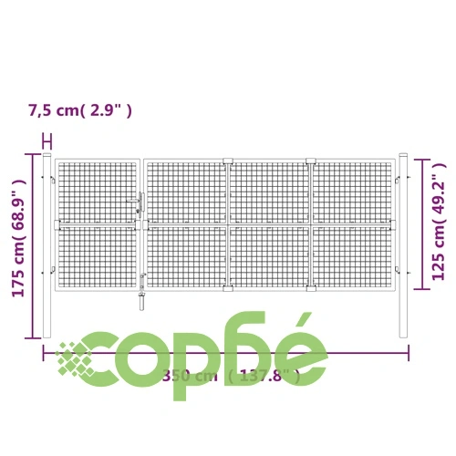 Градинска порта с мрежа зелена 350x175 см поцинкована стомана ➤ топ цена ➤ sorbe.bg