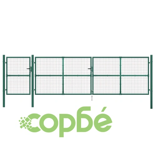 Градинска порта с мрежа зелена 500x175 см поцинкована стомана ➤ топ цена ➤ sorbe.bg