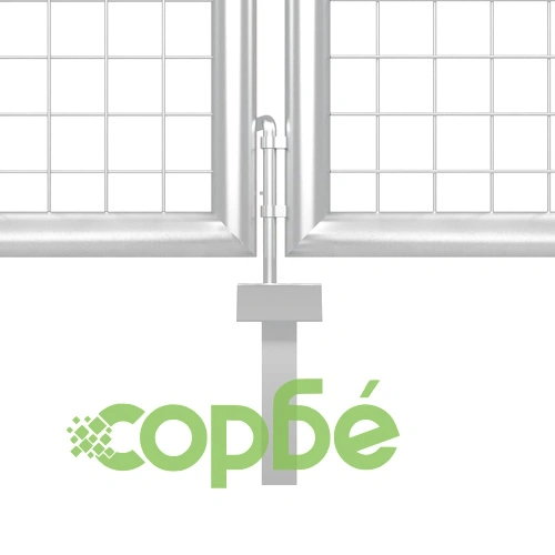 Градинска порта с мрежа сребро 350x175 см поцинкована стомана ➤ топ цена ➤ sorbe.bg