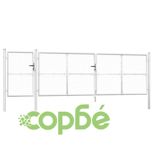 Градинска порта с мрежа сребро 500x175 см поцинкована стомана ➤ топ цена ➤ sorbe.bg