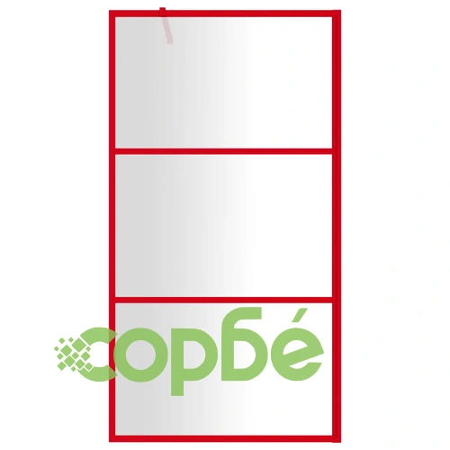 Стена за душ с прозрачно ESG стъкло, червена, 100x195 см ➤ топ цена ➤ sorbe.bg