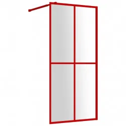 Стена за душ с прозрачно ESG стъкло, червена, 80x195 см