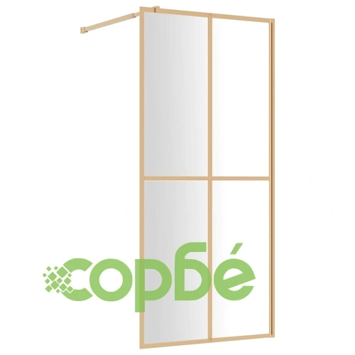 Стена за душ с прозрачно ESG стъкло, златиста, 100x195 см ➤ топ цена ➤ sorbe.bg