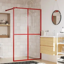 Стена за душ с прозрачно ESG стъкло, червена, 118x195 см