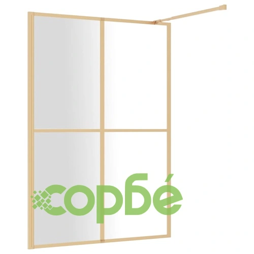 Стена за душ с прозрачно ESG стъкло, златиста, 140x195 см ➤ топ цена ➤ sorbe.bg