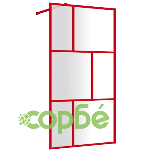 Стена за душ с прозрачно ESG стъкло, червена, 100x195 см ➤ топ цена ➤ sorbe.bg