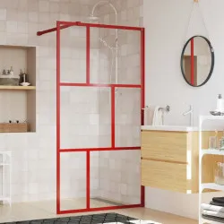 Стена за душ с прозрачно ESG стъкло, червена, 115x195 см