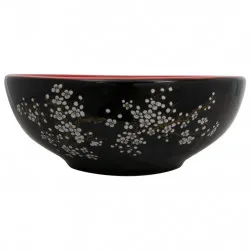 Мивка за плот, черно и червено, кръгла, Φ41x14 см, керамика