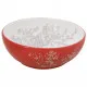 Мивка за плот, бяло и червено, кръгла, Φ41x14 см, керамика