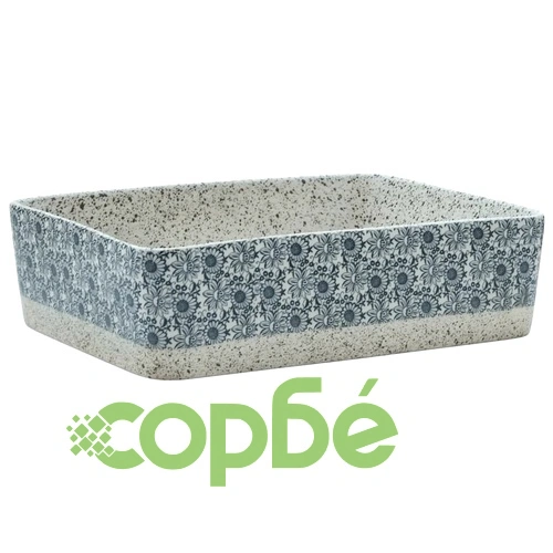 Мивка за плот сив и син правоъгълна 46x35,5x13 см керамика ➤ топ цена ➤ sorbe.bg