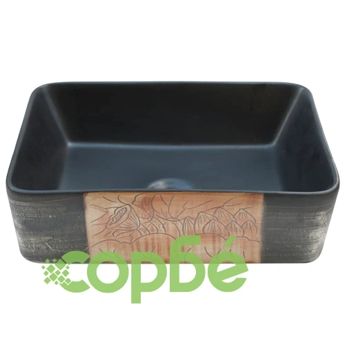 Мивка за плот черен и кафяв правоъгълна 46x35,5x13 см керамика ➤ топ цена ➤ sorbe.bg