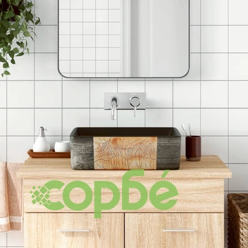 Мивка за плот черен и кафяв правоъгълна 46x35,5x13 см керамика ➤ топ цена ➤ sorbe.bg