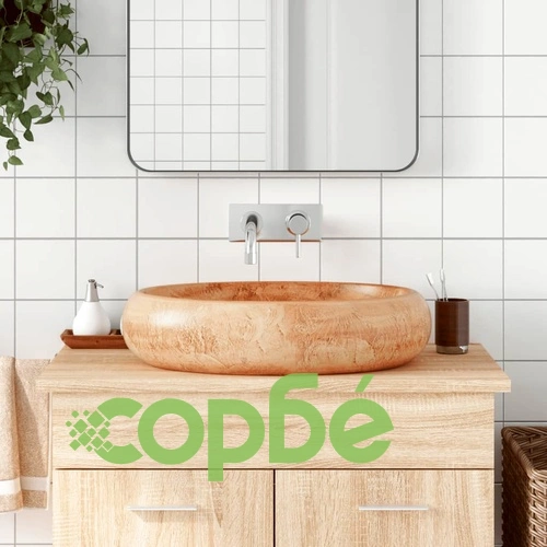 Мивка за плот, кафява, овална, 59x40x15 см, керамика ➤ топ цена ➤ sorbe.bg