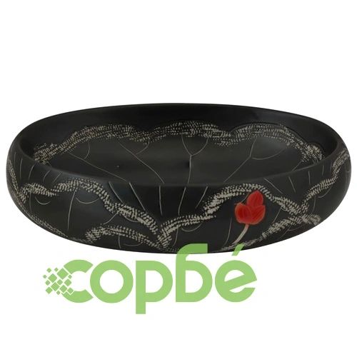 Мивка за плот, черна, овална, 59x40x15 см, керамика ➤ топ цена ➤ sorbe.bg