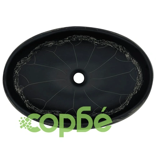 Мивка за плот, черна, овална, 59x40x15 см, керамика ➤ топ цена ➤ sorbe.bg