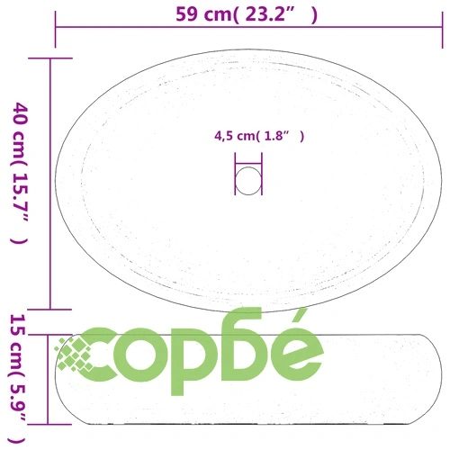 Мивка за плот, многоцветна, овална, 59x40x15 см, керамика ➤ топ цена ➤ sorbe.bg