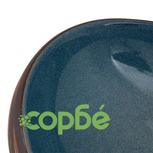 Мивка за плот, кафяво и синьо, овална, 59x40x15 см, керамика ➤ топ цена ➤ sorbe.bg