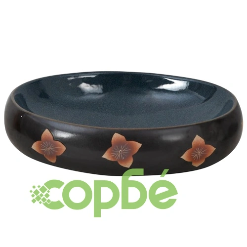 Мивка за плот, черно и синьо, овална, 59x40x15 см, керамика ➤ топ цена ➤ sorbe.bg