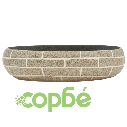 Мивка за плот, многоцветна, овална, 59x40x15 см, керамика ➤ топ цена ➤ sorbe.bg