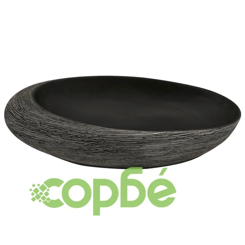 Мивка за плот, сиво и черно, овална, 59x40x14 см, керамика ➤ топ цена ➤ sorbe.bg