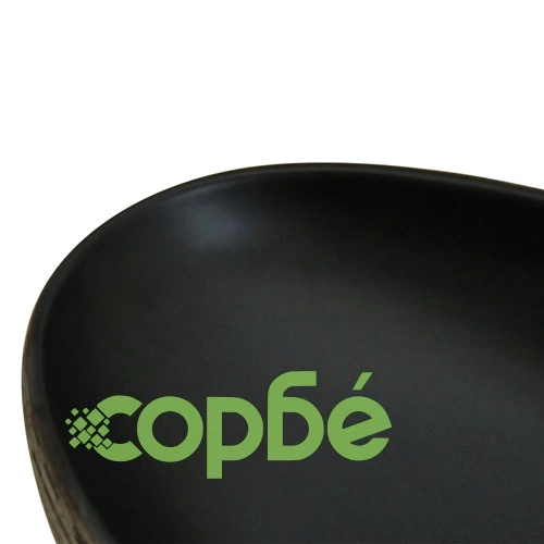 Мивка за плот, сиво и черно, овална, 59x40x14 см, керамика ➤ топ цена ➤ sorbe.bg