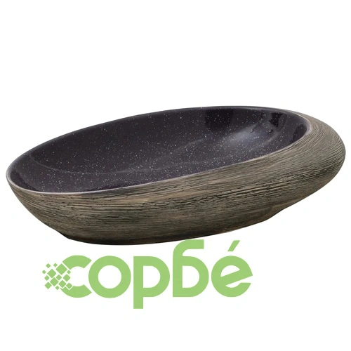 Мивка за плот, лилаво и сиво, овална, 59x40x14 см, керамика ➤ топ цена ➤ sorbe.bg