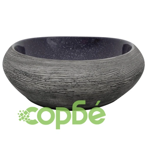 Мивка за плот, лилаво и сиво, овална, 59x40x14 см, керамика ➤ топ цена ➤ sorbe.bg