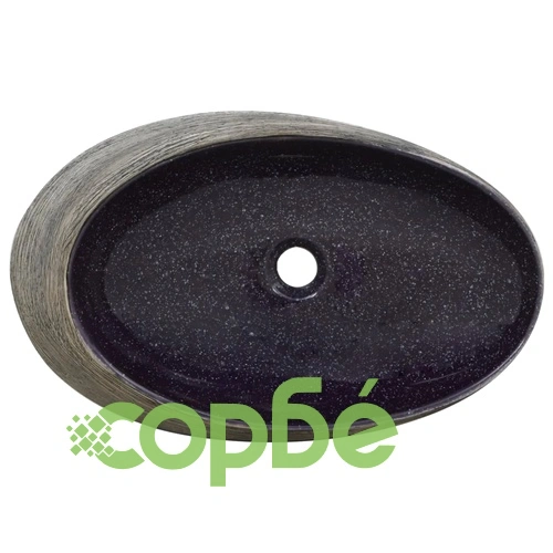 Мивка за плот, лилаво и сиво, овална, 59x40x14 см, керамика ➤ топ цена ➤ sorbe.bg