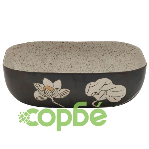 Мивка за плот сив и черен правоъгълна 48x37,5x13,5 см керамика ➤ топ цена ➤ sorbe.bg