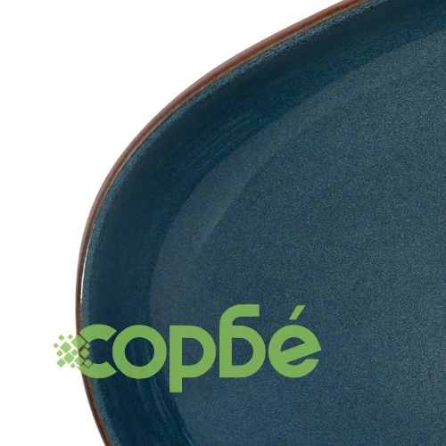 Мивка за плот, черно и синьо, овална, 59x40x14 см, керамика ➤ топ цена ➤ sorbe.bg