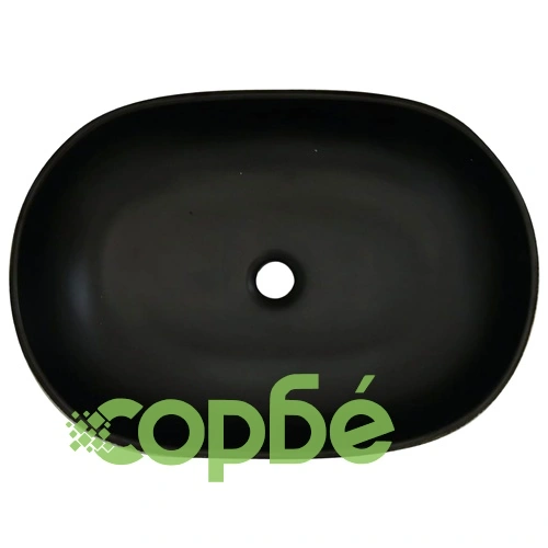 Мивка за плот, черна, овална, 59x40x14 см, керамика ➤ топ цена ➤ sorbe.bg