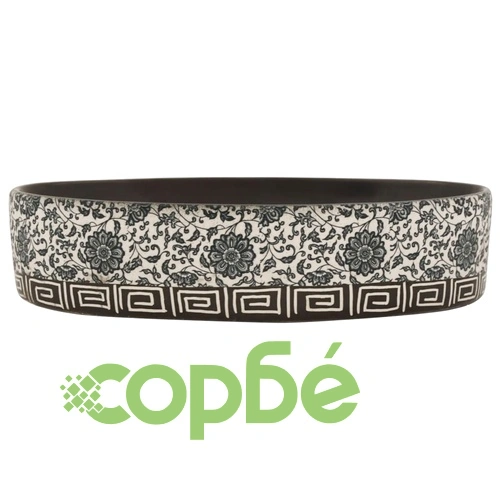 Мивка за плот, черен и син, овална, 56,5x36,5x13,5 см, керамика ➤ топ цена ➤ sorbe.bg