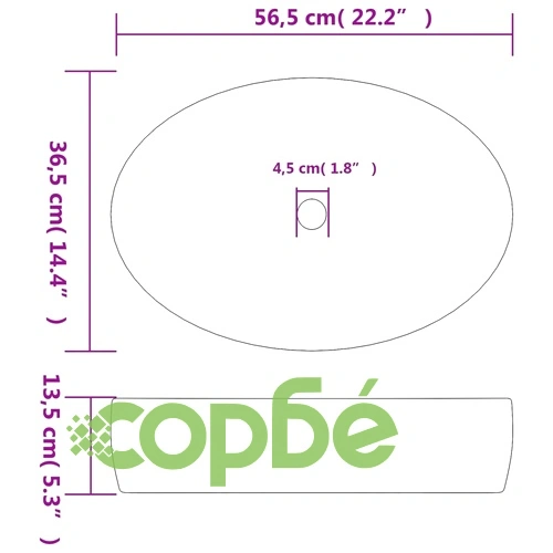 Мивка за плот, черен и син, овална, 56,5x36,5x13,5 см, керамика ➤ топ цена ➤ sorbe.bg