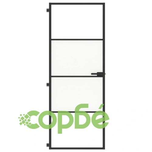 Интериорна врата черна 76x201,5 см закалено стъкло и алуминий ➤ топ цена ➤ sorbe.bg