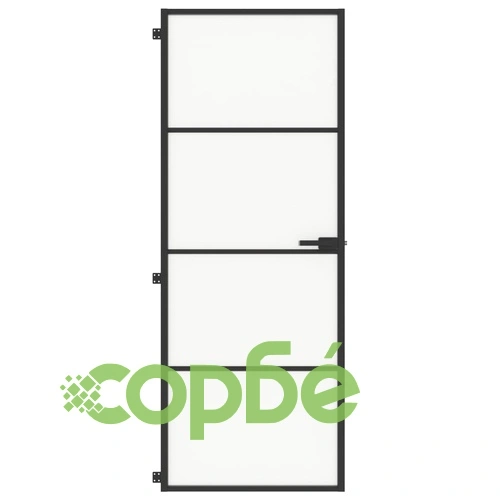 Интериорна врата черна 76x201,5 см закалено стъкло и алуминий ➤ топ цена ➤ sorbe.bg