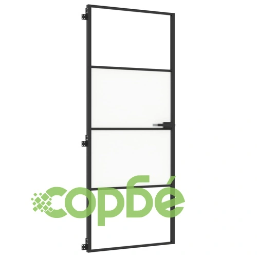 Интериорна врата черна 83x201,5 см закалено стъкло и алуминий ➤ топ цена ➤ sorbe.bg