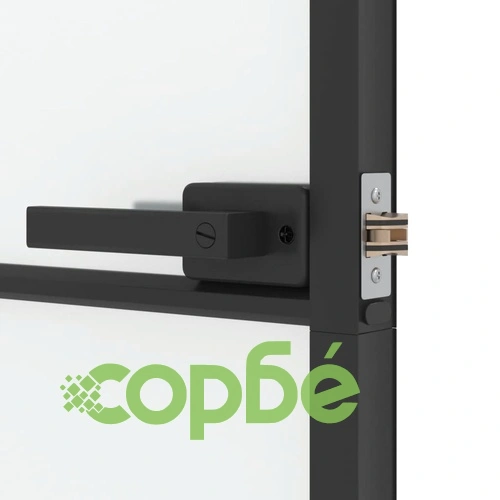 Интериорна врата черна 83x201,5 см закалено стъкло и алуминий ➤ топ цена ➤ sorbe.bg