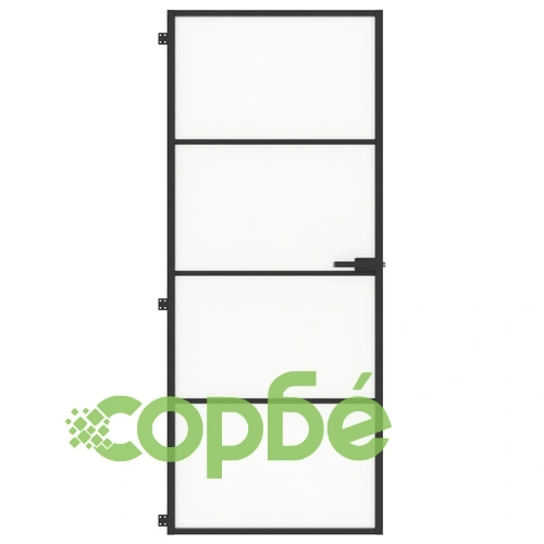 Интериорна врата черна 83x201,5 см закалено стъкло и алуминий ➤ топ цена ➤ sorbe.bg