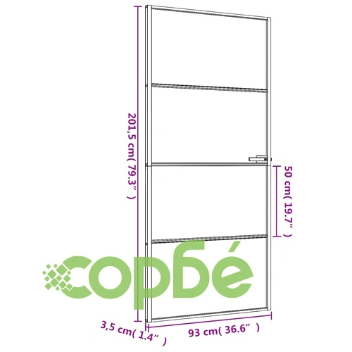 Интериорна врата черна 93x201,5 см закалено стъкло и алуминий ➤ топ цена ➤ sorbe.bg