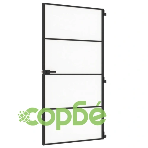 Интериорна врата черна 102,5x201,5 см закалено стъкло/алуминий ➤ топ цена ➤ sorbe.bg