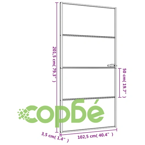 Интериорна врата черна 102,5x201,5 см закалено стъкло/алуминий ➤ топ цена ➤ sorbe.bg