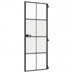 Интериорна врата черна 76x201,5 см закалено стъкло и алуминий