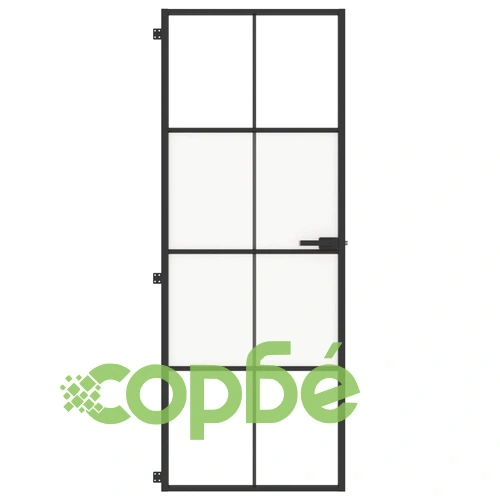 Интериорна врата черна 76x201,5 см закалено стъкло и алуминий ➤ топ цена ➤ sorbe.bg