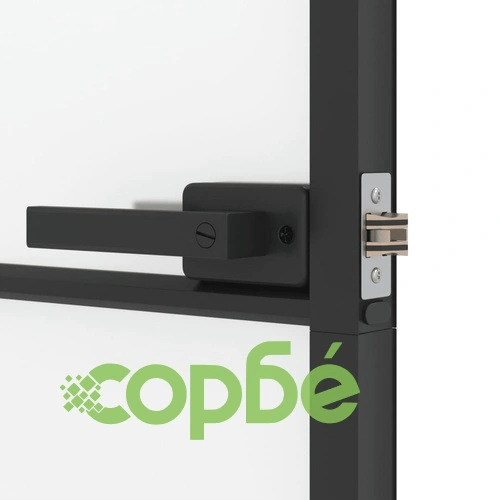 Интериорна врата черна 83x201,5 см закалено стъкло и алуминий ➤ топ цена ➤ sorbe.bg