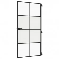 Интериорна врата черна 102,5x201,5 см закалено стъкло/алуминий